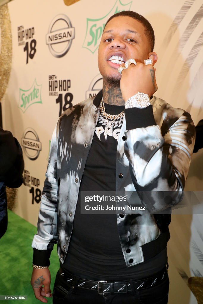 Yella Beezy arrives at the BET Hip Hop Awards 2018 at Fillmore Miami