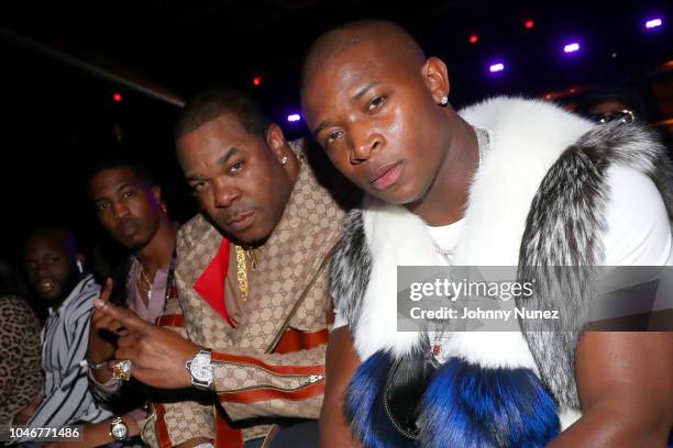 Busta Rhymes and O.T. Genasis are seen backstage during the BET Hip Hop Awards 2018 at Fillmore Miami Beach on October 6, 2018 in Miami Beach,...