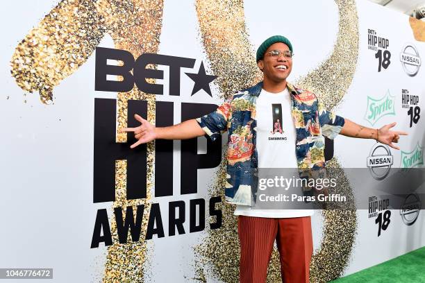 Anderson .Paak arrives at the BET Hip Hop Awards 2018 at Fillmore Miami Beach on October 6, 2018 in Miami Beach, Florida.