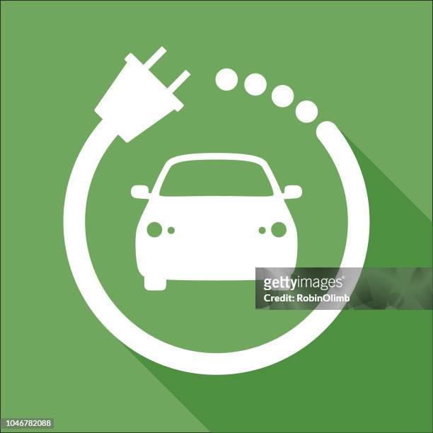 ilustrações de stock, clip art, desenhos animados e ícones de white and green car charger icon - electric car charger