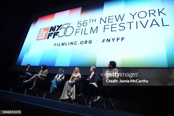 Director Alex Ross Perry, Gayle Rankin, Elisabeth Moss, Eric Stoltz, and Sean Price Williams speak onstage at the 56th New York Film Festival - "Her...