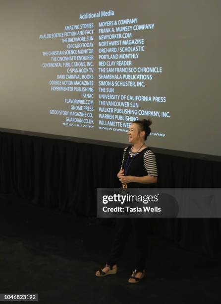 Worlds of Ursula K. Le Guin" director Arwen Curry speaks onstage at the 2018 Santa Cruz Film Festival on October 6, 2018 in Santa Cruz, California.