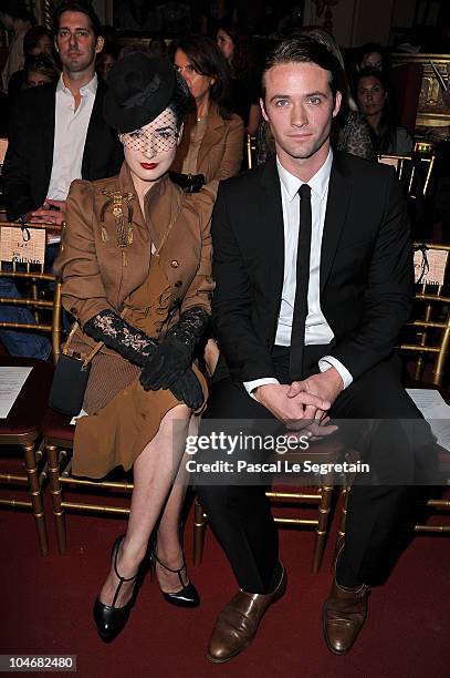 Dita Von Teese and Louis-Marie de Castelbajac attend the John Galliano Ready to Wear Spring/Summer 2011 show during Paris Fashion Week at Opera...