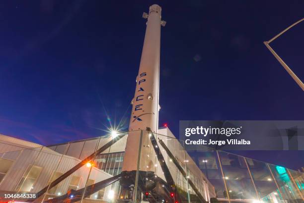 spacex headquarters in hawthorne california as a long exposure shot - spacex stock pictures, royalty-free photos & images