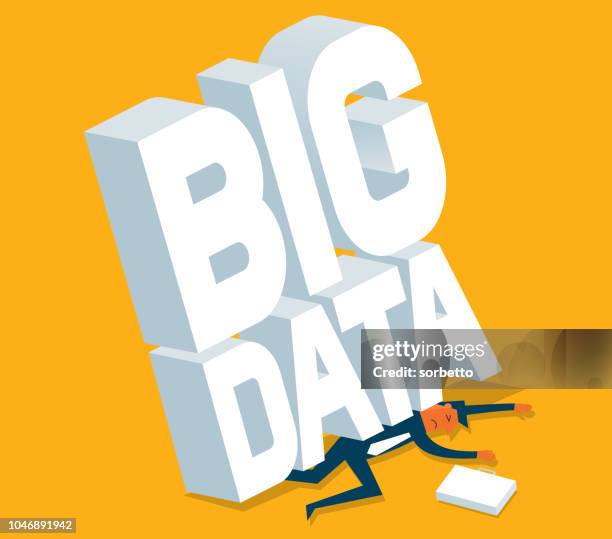 big data - overworked - businessman - fat man lying down stock illustrations