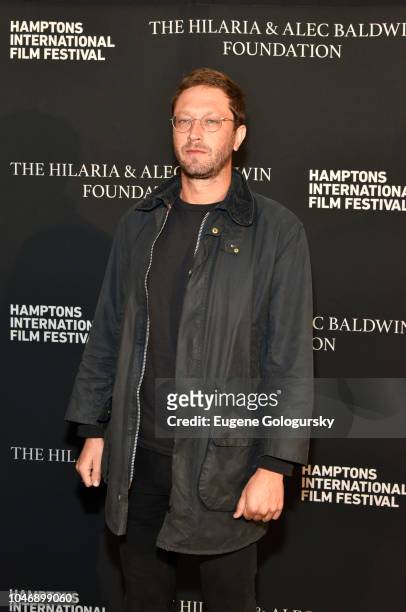 Actor Ebon Moss-Bachrach attends the red carpet and Chairman's Reception at Suna Residence during Hamptons International Film Festival 2018 - Day...