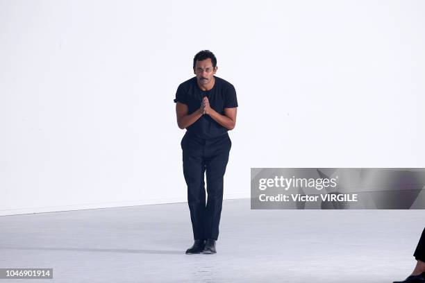 Fashion designer Haider Ackermann walks the runway during the Haider Ackermann Ready to Wear fashion show as part of Paris Fashion Week Womenswear...