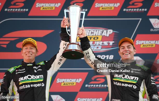 Steve Richards driver of the Autobarn Lowndes Racing Holden Commodore ZB and Craig Lowndes driver of the Autobarn Lowndes Racing Holden Commodore ZB...