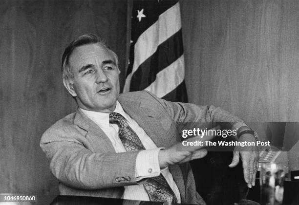 Director, Stansfield Turner in his office at the CIA Headquarters in Langley, Virginia on June 24, 1977.