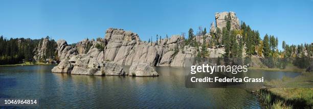large panoramic of sylvan lake, custer state park, south dakota - custer state park stock pictures, royalty-free photos & images