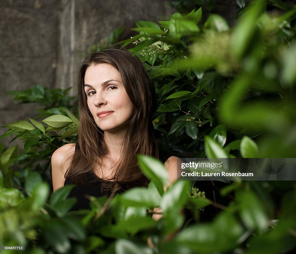 Woman with leaves