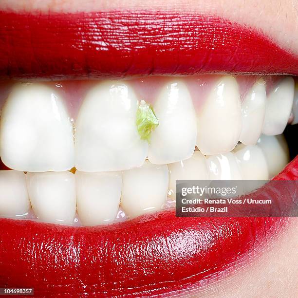 teeth smile with red lips - maceió stock-fotos und bilder