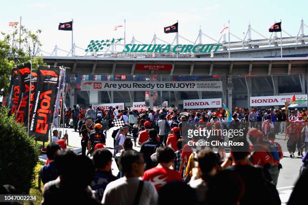 General view as fans walk around the circuit before the Formula One Grand Prix of Japan at Suzuka Circuit on October 7, 2018 in Suzuka.