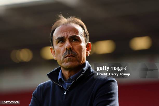 Jos Luhukay, Manager of Sheffield Wednesday looks on prior to the Sky Bet Championship match between Bristol City and Sheffield Wednesday at Ashton...