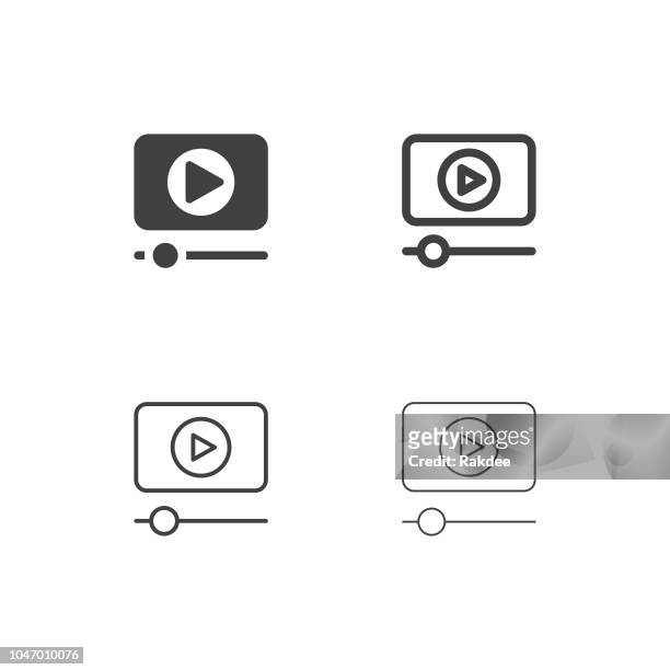 video player icons - multi series - download icon stock illustrations