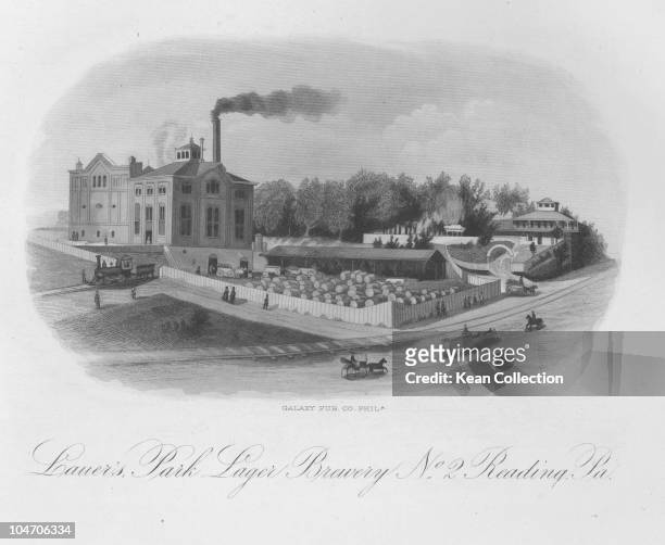 Illustration of the Lauer's Park brewery in Reading, Pennsylvania circa 1870.