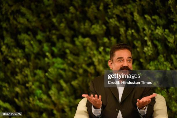 Kamal Haasan, actor, filmmaker and founder, Makkal Needhi Maiam political party, during a first day of Hindustan Times Leadership Summit 2018 at Taj...