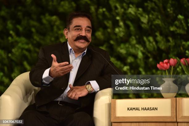 Kamal Haasan, actor, filmmaker and founder, Makkal Needhi Maiam political party, during a first day of Hindustan Times Leadership Summit 2018 at Taj...