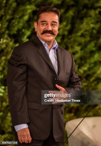 Kamal Haasan, actor, filmmaker and founder, Makkal Needhi Maiam political party, during a first day of Hindustan Times Leadership Summit 2018 at Taj...