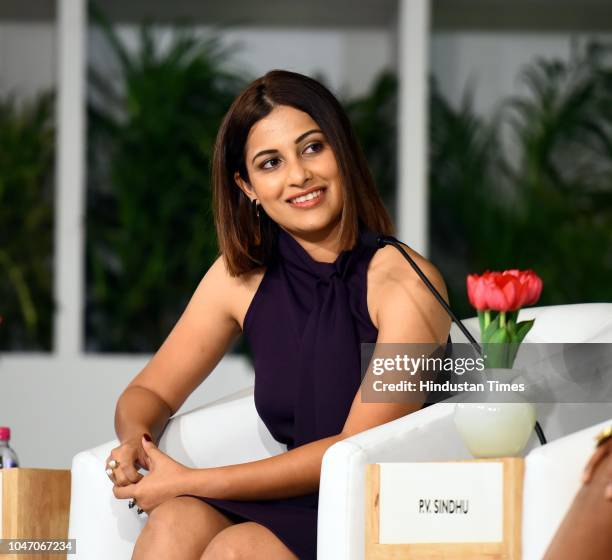 Indian Shooter Heena Sidhu during a second day of Hindustan Times Leadership Summit 2018 at Taj Palace, on October 6, 2018 in New Delhi, India.