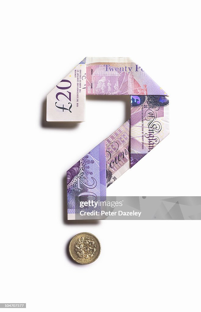 20 pound bank note question mark