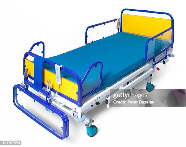 hospital bed on white background - hospital bed stock pictures, royalty-free photos & images