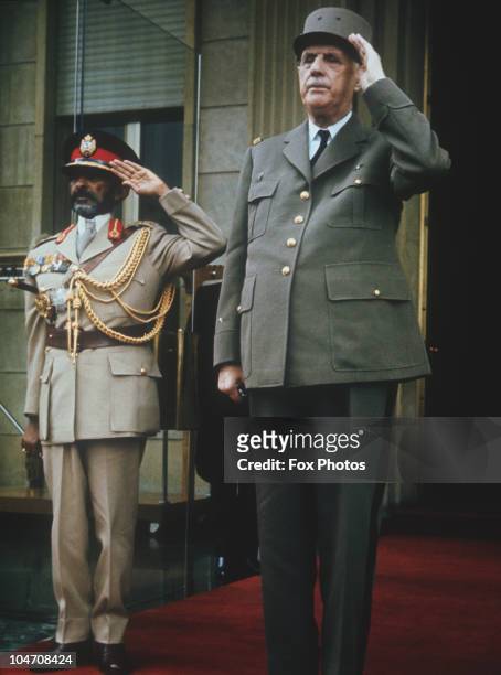 Emperor Haile Selassie of Ethiopia with French President Charles De Gaule in Addis Ababa in August 1966.