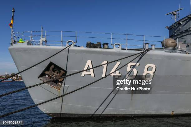 The Helgoland class salvage tug, employed as safety ship for the German Navy submarine training group is seen in Gdynia, Poland, on 6 October 2018...