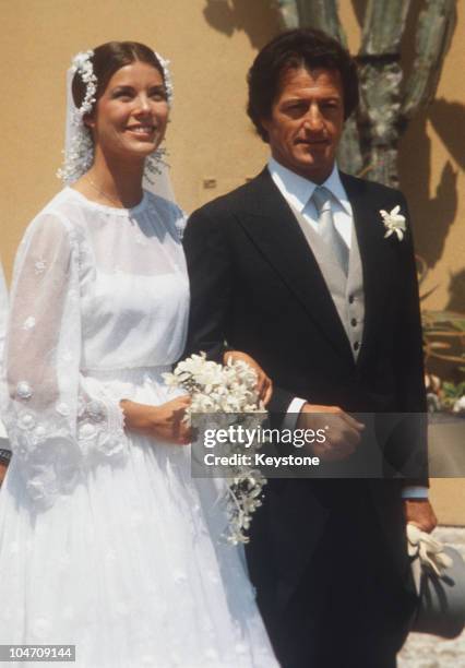 Princess Caroline of Monaco with her new husband Philippe Junot after their wedding in Monaco on June 29, 1978.