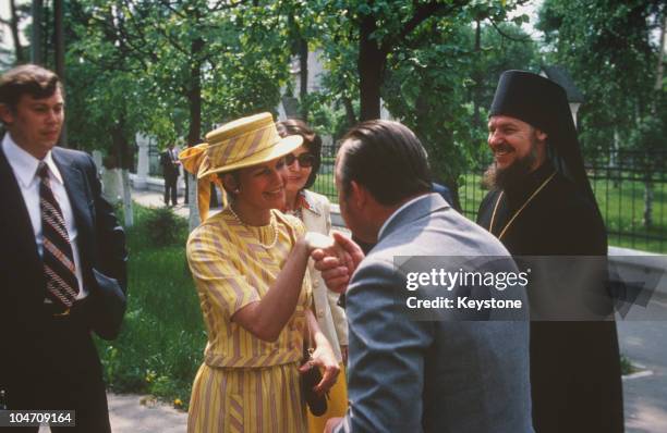 Queen Silvia of Sweden during her visit to Moscow, Russia in June 1978.