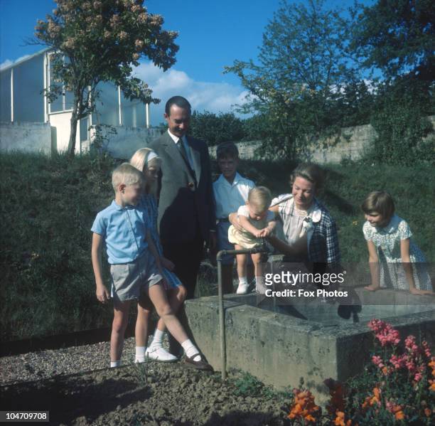 Grand Duke Jean Of Luxembourg with his wife Josephine-Charlotte of Belgium and their children, Prince Jean, Princess Marie Astrid and Prince Henri,...