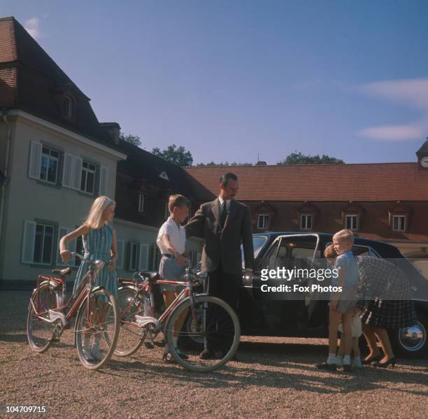 Grand Duke Jean Of Luxembourg with his wife Josephine-Charlotte of Belgium and their children, Princess Marie Astrid and Princes Henri, Jean and...