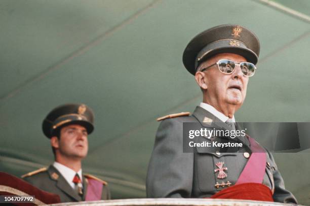 Prince Juan Carlos of Spain with dictator General Francisco Franco in 1975.