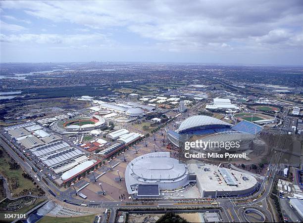 General aerial view of the Olympic Park in Homebush Bay during Day One of the Sydney 200 Olympic Games in Sydney, Australia. \ Mandatory Credit: Mike...