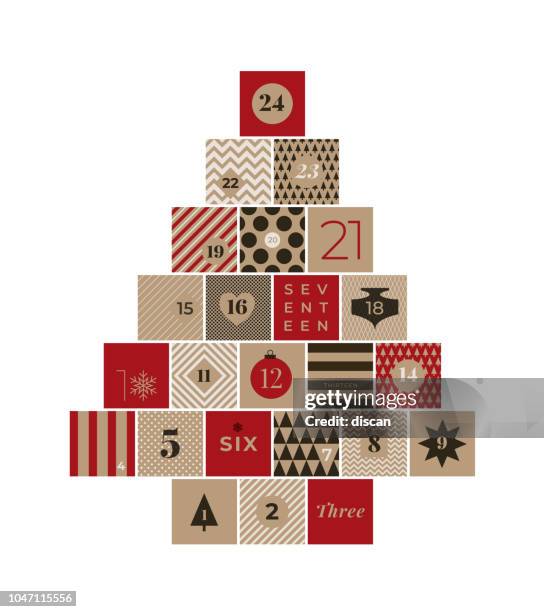 weihnachts-adventskalender - christmas calendar stock-grafiken, -clipart, -cartoons und -symbole