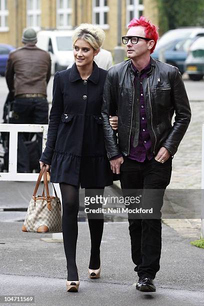 Katie Waissel and Storm Lee sighted outside a recording studio on October 4, 2010 in London, England.