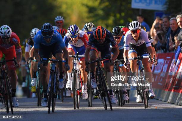 Sprint / Arrival / Manuel Belletti of Italy and Team Androni Giocattoli / Carlos Barbero of Spain and Movistar Team / Matthieu Ladagnous of France...