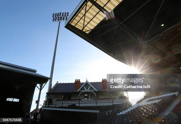 General view of the cottage inside the stadium before the Premier League match between Fulham FC and Arsenal FC at Craven Cottage on October 7, 2018...