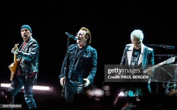 TIrish band U2 performs during one of it's two concerts at the Ziggo Dome, in Amsterdam, The Netherlands, October 7 as part of the 'Experience...