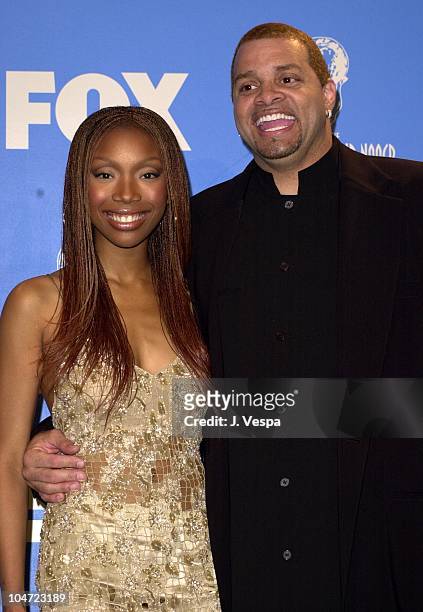 Brandy & Sinbad during The 32nd Annual NAACP Image Awards - Music at Universal Amphitheatre in Universal, California, United States.