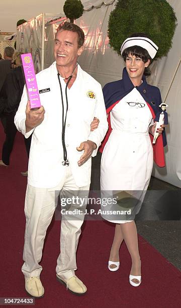 Arnold Schwarzenegger & Jamie Lee Curtis during 8th Annual Dream Halloween to Benefit Children Affected by Aids Foundation at Santa Monica Airport in...