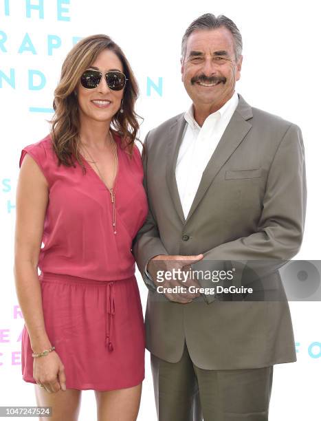 Former Los Angeles Police Chief Charlie Beck and daughter Brandi Pearson arrive at The Rape Foundation's Annual Brunch on October 7, 2018 in Beverly...