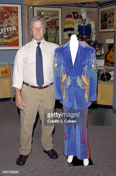 Rock and Roll Hall of Famer Chris Hillman of The Byrds donates one of the original "Nudie" suits he wore during his Flying Burrito Brothers days to...