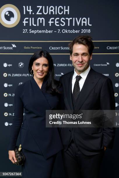 Nadine Labaki and Zurich Film Festival director Karl Spoerri attend the 'Capharnaüm' photo call during the 14th Zurich Film Festival on September 30,...