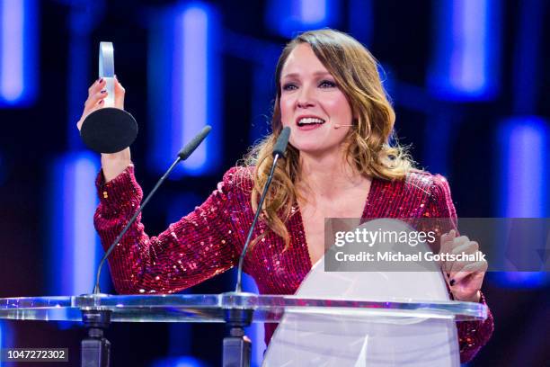 Carolin Kebekus, winner of Best TV Solo, at the 22nd Annual German Comedy Awards at Studio in Koeln Muehlheim on October 7, 2018 in Cologne, Germany.