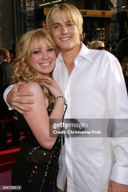 Hilary Duff and Aaron Carter during The Lizzy McGuire Movie Premiere at El Capitan Theater in Hollywood, California, United States.