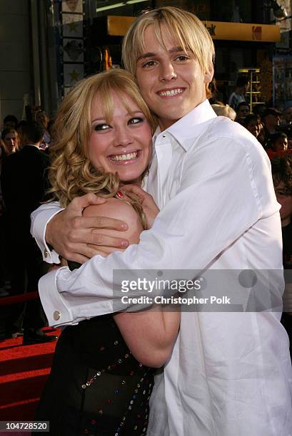 Hilary Duff and Aaron Carter during The Lizzy McGuire Movie Premiere at El Capitan Theater in Hollywood, California, United States.