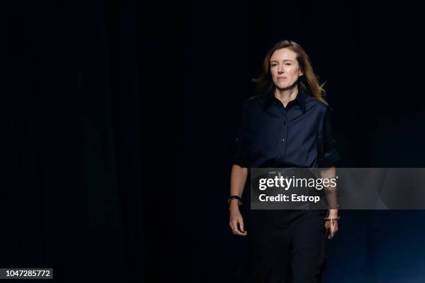 Fashion designer Clare Waight Keller during the Givenchy show as part of the Paris Fashion Week Womenswear Spring/Summer 2019 on September 30, 2018...