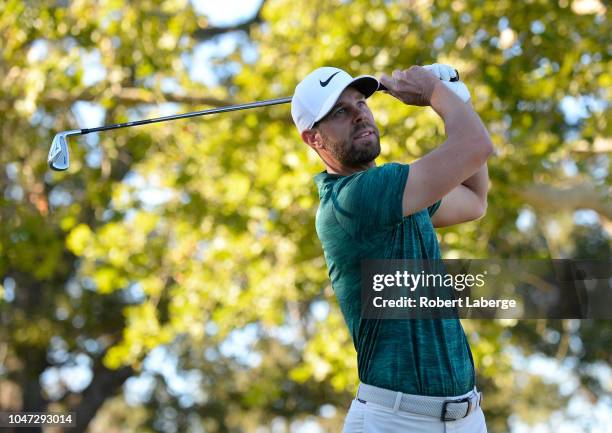 Kevin Tway plays his shot from the 17th tee during the final round of the Safeway Open at the North Course of the Silverado Resort and Spa on October...