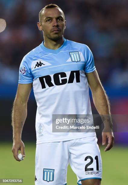 Marcelo Diaz of Racing Club looks on before a match between Racing Club and Boca Juniors as part of Superliga 2018/19 at Estadio Juan Domingo Peron...